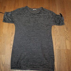 MAX STUDIO BLACK BEIGE STRIPED CASUAL SHORT SLEEVE DRESS SIZE M